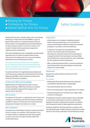 Safety Guidelines for Boxing, Kickboxing and Mixed Martial Arts
