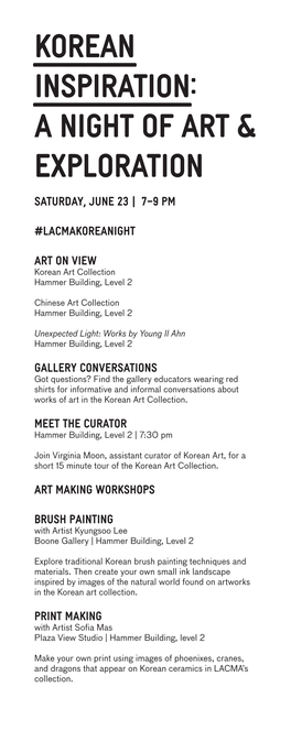 Korean Inspiration: a Night of Art & Exploration Saturday, June 23 | 7–9 PM