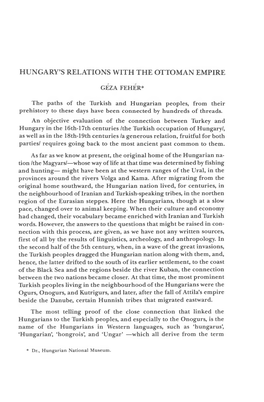 Hungary's Relations with the Ottoman Empire