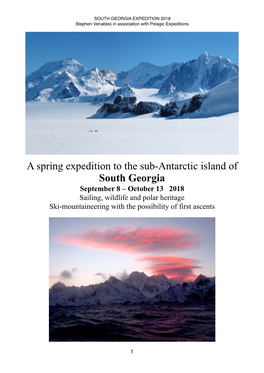 A Spring Expedition to the Sub-Antarctic Island of South Georgia