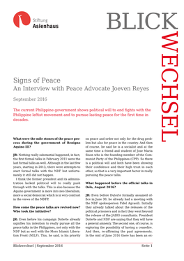 Signs of Peace an Interview with Peace Advocate Joeven Reyes