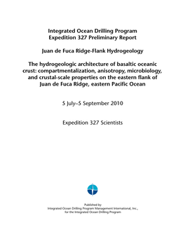 Integrated Ocean Drilling Program Expedition 327 Preliminary Report