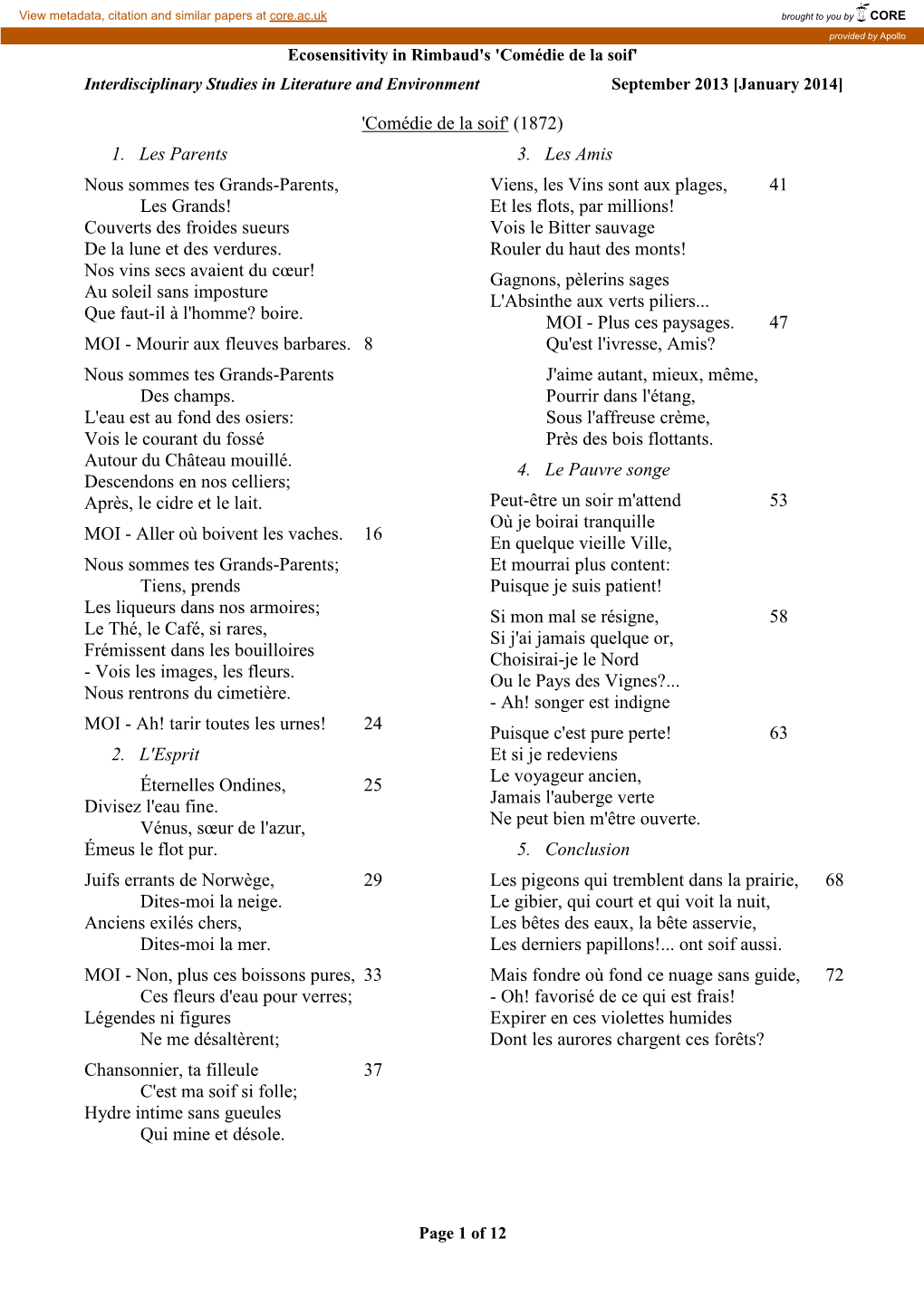 'Comédie De La Soif' (1872) 1