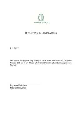 It-Tlettax-Il Leġiżlatura Pl 3027