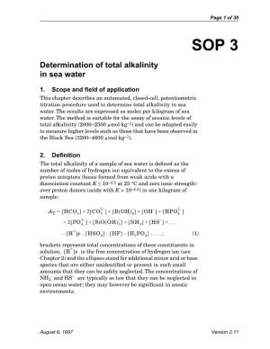 Determination of Total Alkalinity in Sea Water