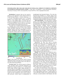INVESTIGATING the VOLCANIC OR/AND FLUVIOGLACIAL ORIGIN of SURFICIAL DEPOSITS in EASTERN ELYSIUM PLANITIA, MARS. J. Voigt1 and C. W