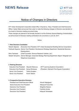 Notice of Changes in Directors