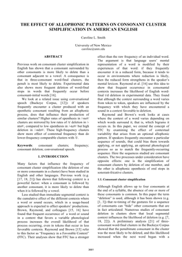 The Effect of Allophonic Patterns on Consonant Cluster Simplification in American English