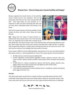 Macaw Care Sheet