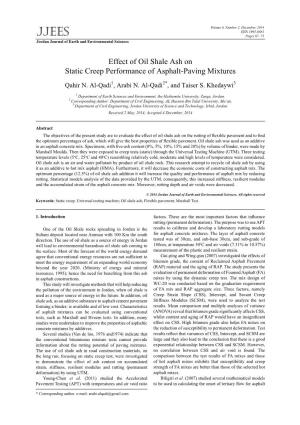 Effect of Oil Shale Ash on Static Creep Performance of Asphalt-Paving