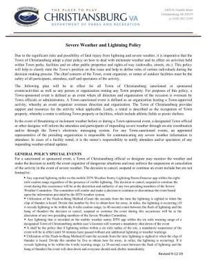 Severe Weather and Lightning Policy