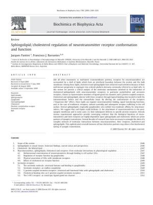 Sphingolipid/Cholesterol Regulation of Neurotransmitter Receptor Conformation and Function