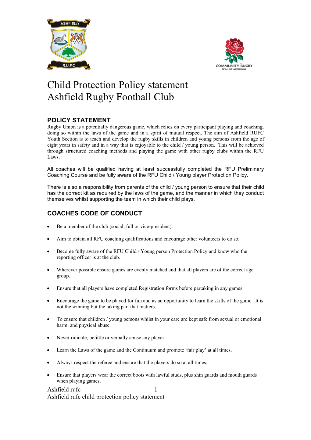Child Protection Policy Statement s1