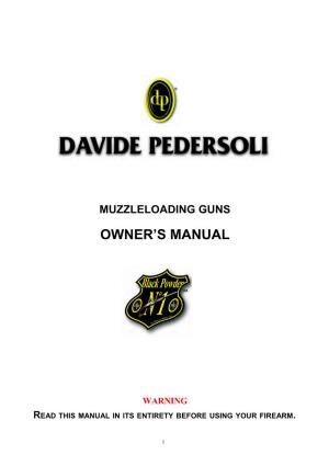 Pedersoli Muzzleloader Gun Owner's Manual