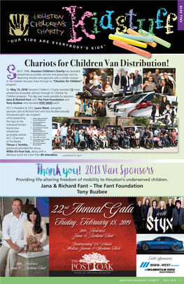 2018 Van Sponsors Providing Life-Altering Freedom of Mobility to Houston’S Underserved Children