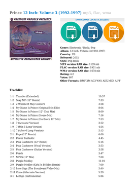 Prince 12 Inch: Volume 3 (1992-1997) Mp3, Flac, Wma