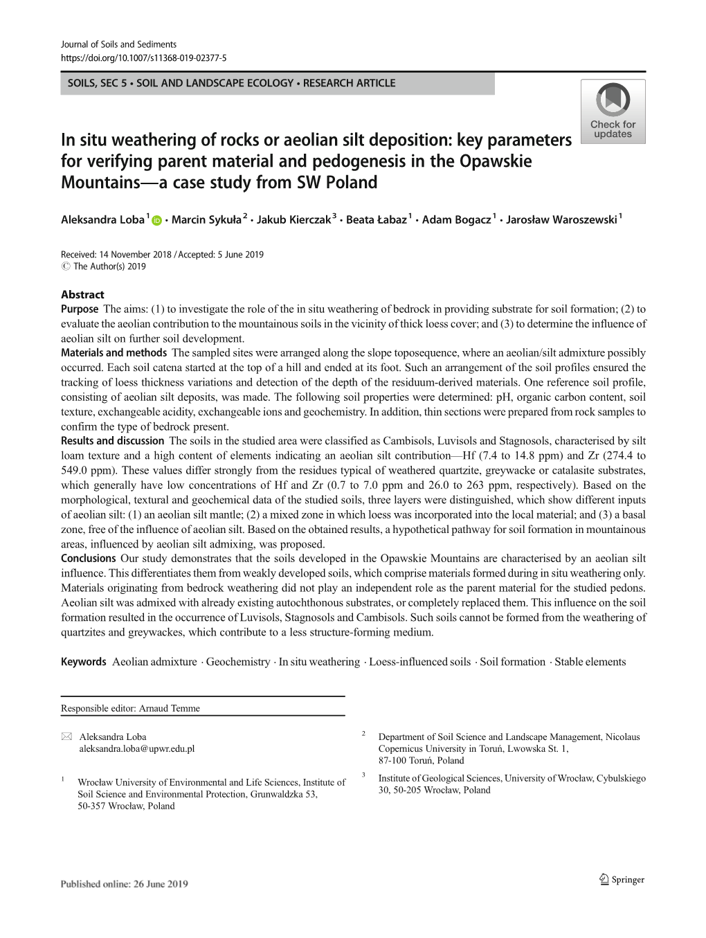 In Situ Weathering of Rocks Or Aeolian Silt Deposition