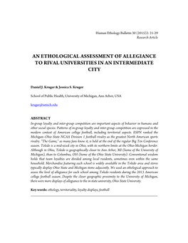 An Ethological Assessment of Allegiance to Rival Universities in an Intermediate City