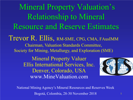 Mineral Property Valuation's Relationship to Mineral Resource