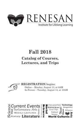 2018 Catalog of Courses, Lectures, and Trips