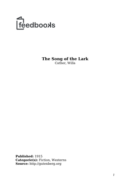 The Song of the Lark Cather, Willa