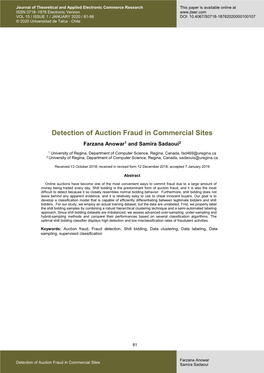 Detection of Auction Fraud in Commercial Sites Farzana Anowar1 and Samira Sadaoui2