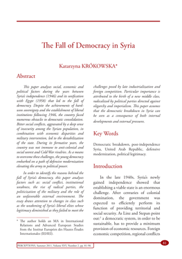 The Fall of Democracy in Syria