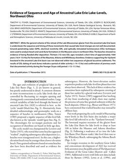 Evidence of Sequence and Age of Ancestral Lake Erie Lake-Levels, Northwest Ohio