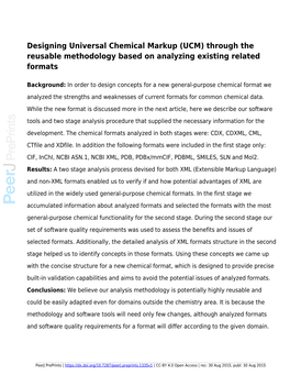 Designing Universal Chemical Markup (UCM) Through the Reusable Methodology Based on Analyzing Existing Related Formats