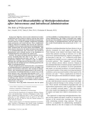 Spinal Cord Bioavailability of Methylprednisolone After
