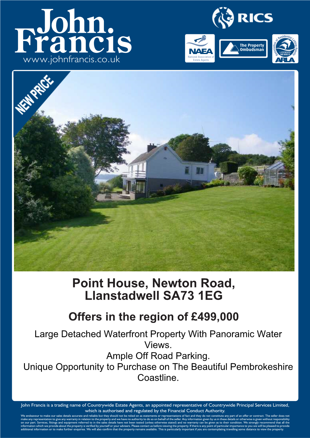 Point House, Newton Road, Llanstadwell SA73 1EG Offers in the Region of £499,000 • Large Detached Waterfront Property with Panoramic Water Views