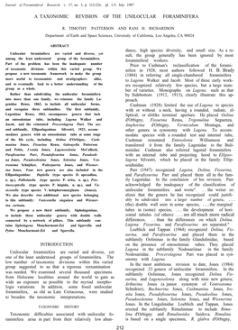 A Taxonomic Revision of the Unilocular Foraminifera