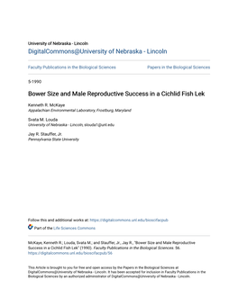 Bower Size and Male Reproductive Success in a Cichlid Fish Lek