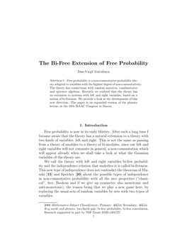 The Bi-Free Extension of Free Probability