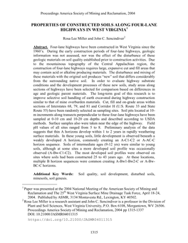 Properties of Constructed Soils Along Four-Lane Highways in West Virginia1