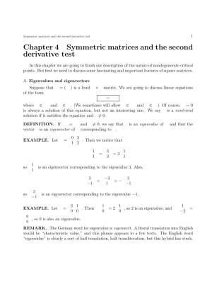 Chapter 4 Symmetric Matrices and the Second Derivative Test