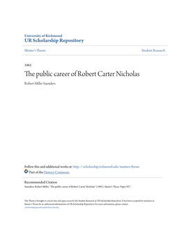 The Public Career of Robert Carter Nicholas" (1962)