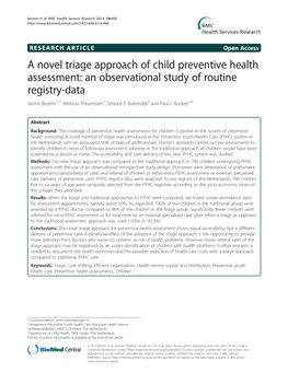 A Novel Triage Approach of Child Preventive Health Assessment
