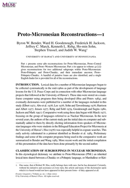 Proto-Micronesian Reconstructions—1