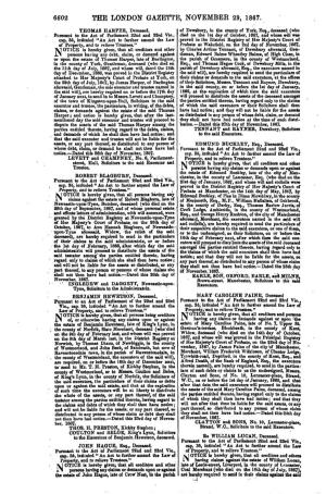 6602 the London Gazette, November 29, 1867