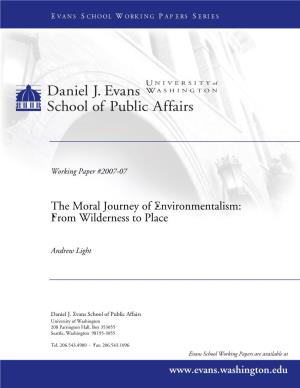 The Moral Journey of Environmentalism: from Wilderness to Place