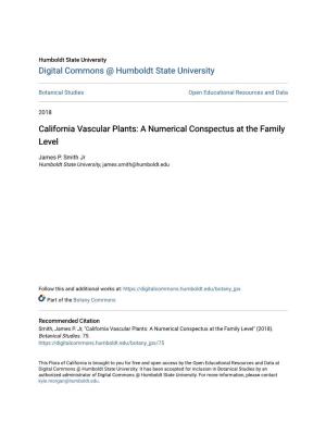 California Vascular Plants: a Numerical Conspectus at the Family Level