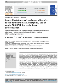 Aspergillus Tubingensis and Aspergillus Niger As the Dominant Black Aspergillus, Use Of