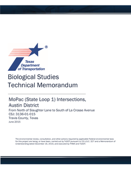 Biological Studies Technical Memorandum