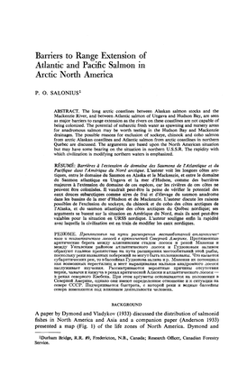 Barriers to Range Extension of Atlantic and Pacific Salmon in Arctic North America