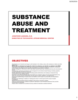 Substance Abuse and Treatment