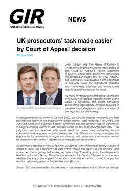 UK Prosecutors' Task Made Easier by Court Of