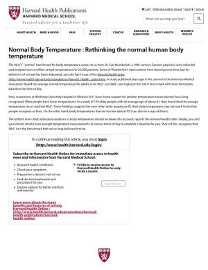 Rethinking the Normal Human Body Temperature