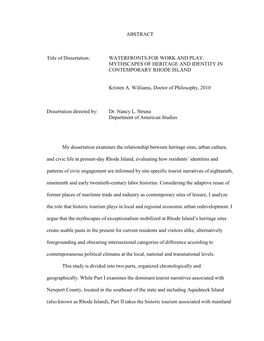 Waterfronts for Work and Play: Mythscapes of Heritage and Identity in Contemporary Rhode Island