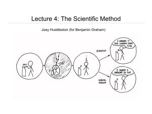 Lecture 4: the Scientific Method